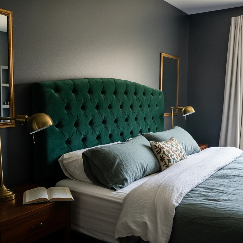 Velvet Bed Statement Piece - 50 Cozy Moody Romantic Bedroom Ideas