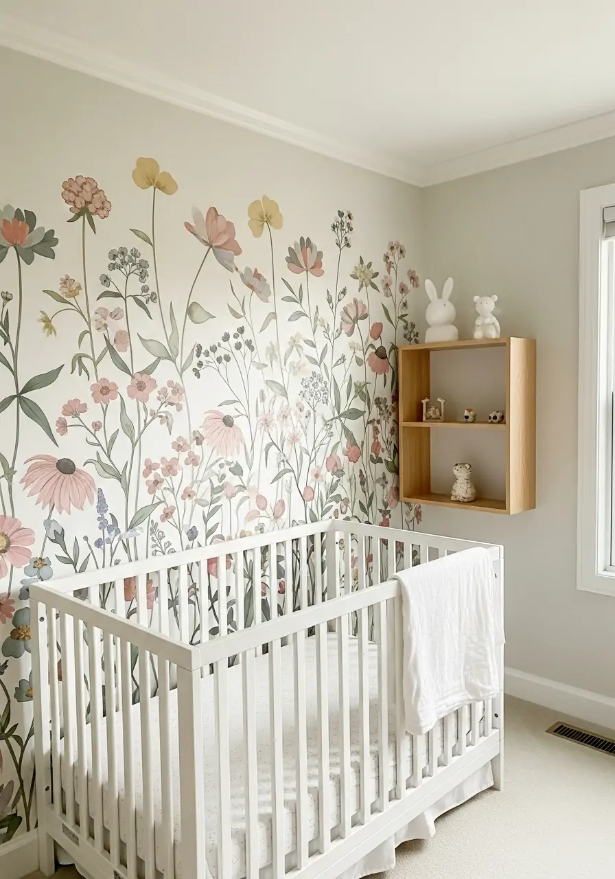 Wildflower Garden Wall Mural - 50 nursery room decor ideas