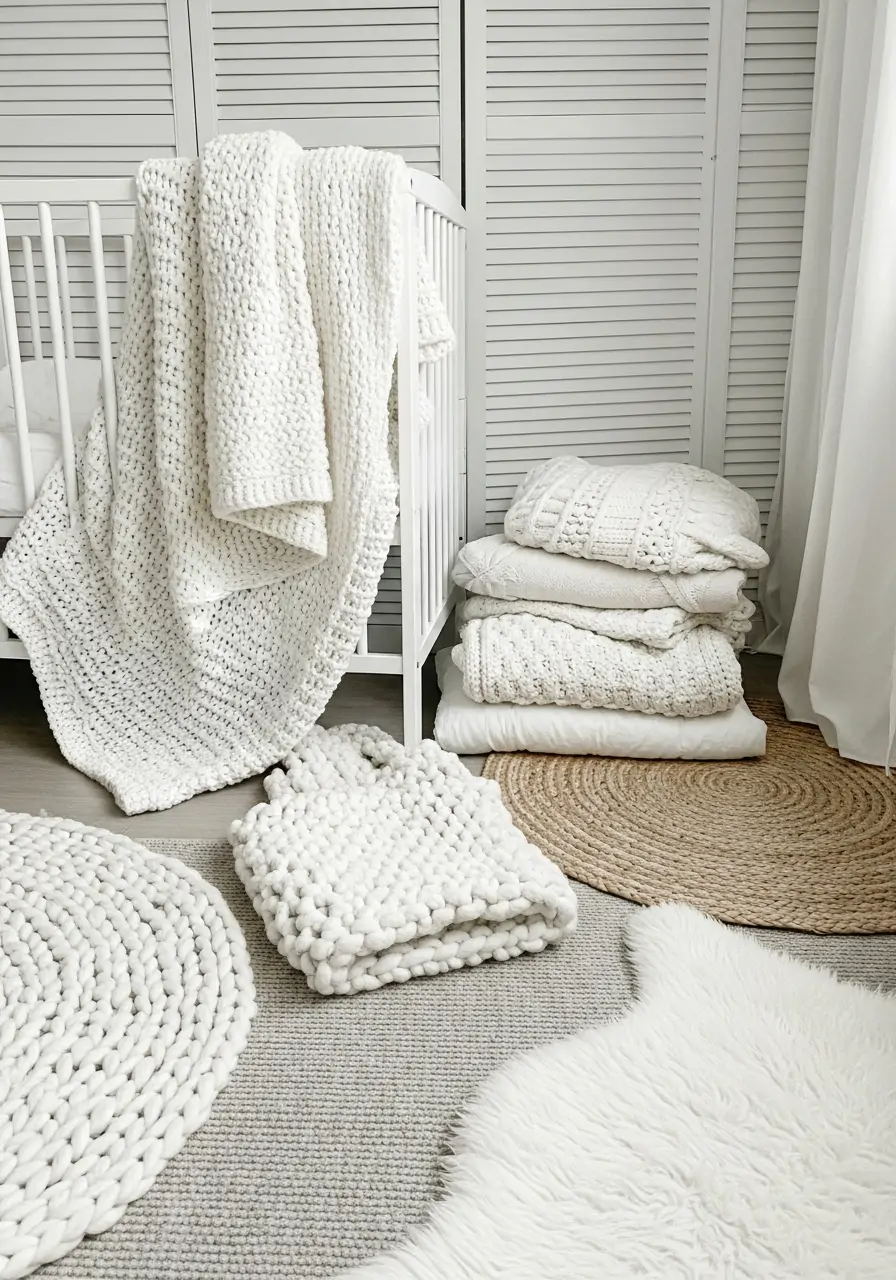All White Layered Texture - 50 nursery room decor ideas