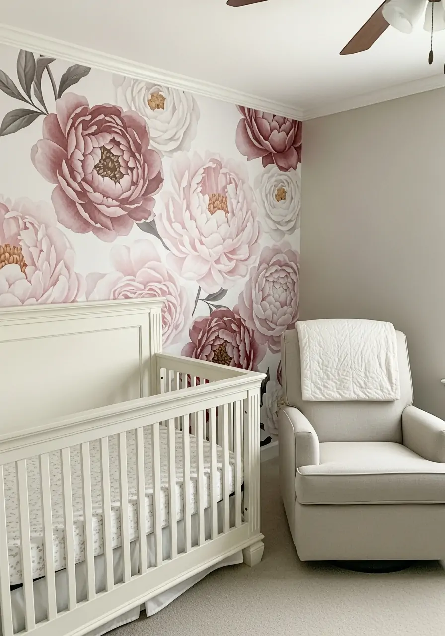 Elegant Floral Wallpaper - 50 nursery room decor ideas