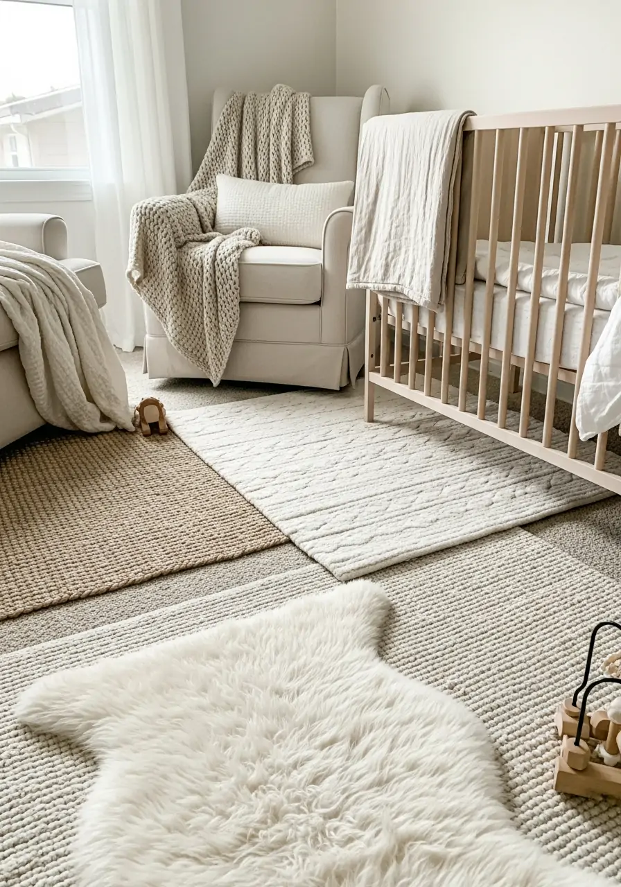 Layered Neutral Textiles - 50 nursery room decor ideas