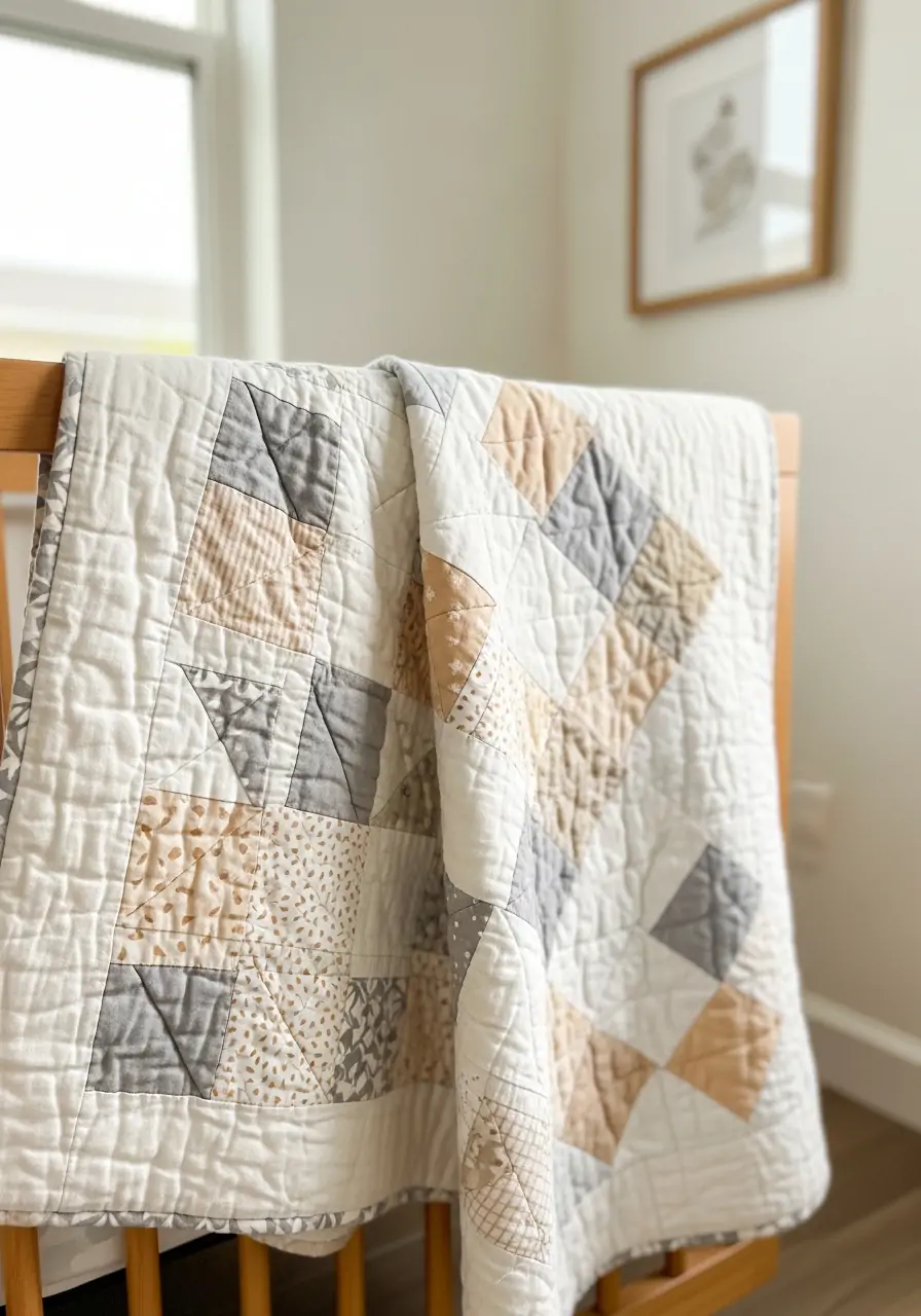 Neutral Patchwork Textiles - 50 nursery room decor ideas