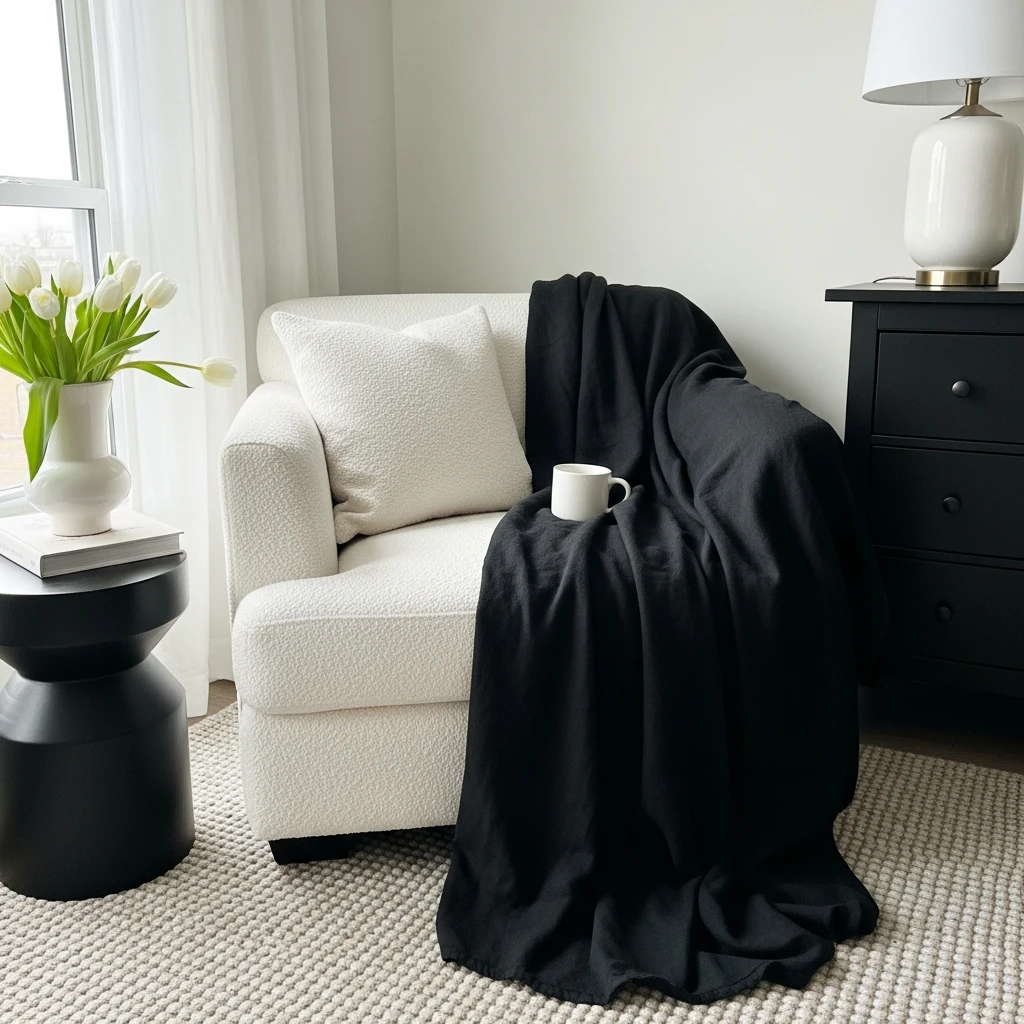 High-Contrast Black and Cream - 50 Simple, Budget-Friendly Ways to Create a Cozy, Romantic Bedroom