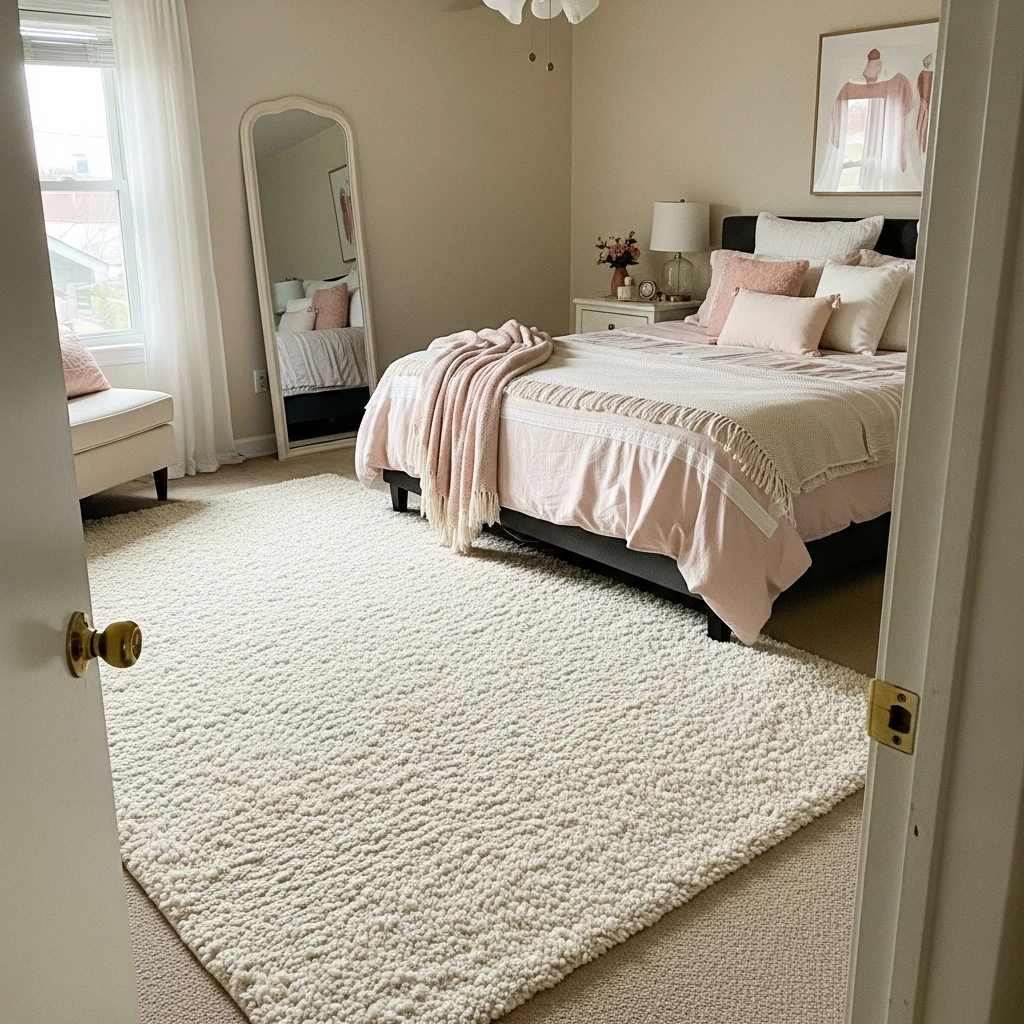 Oversized Area Rug - 50 Simple, Budget-Friendly Ways to Create a Cozy, Romantic Bedroom