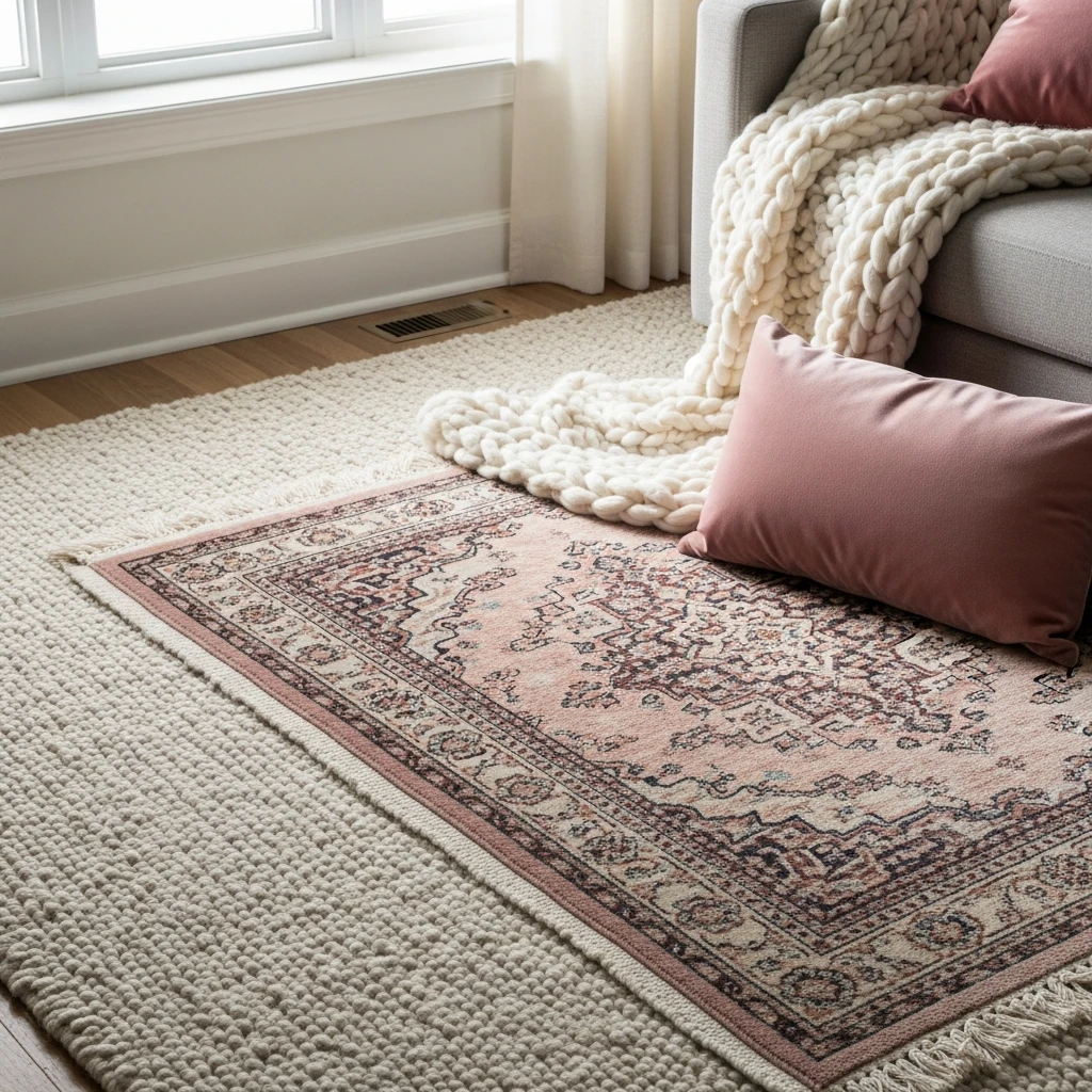 Layered Rugs Technique - 50 Simple, Budget-Friendly Ways to Create a Cozy, Romantic Bedroom