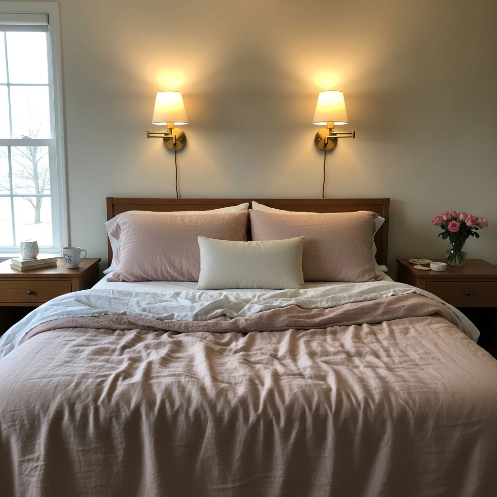 Layered Bedside Lamps - 50 Simple, Budget-Friendly Ways to Create a Cozy, Romantic Bedroom