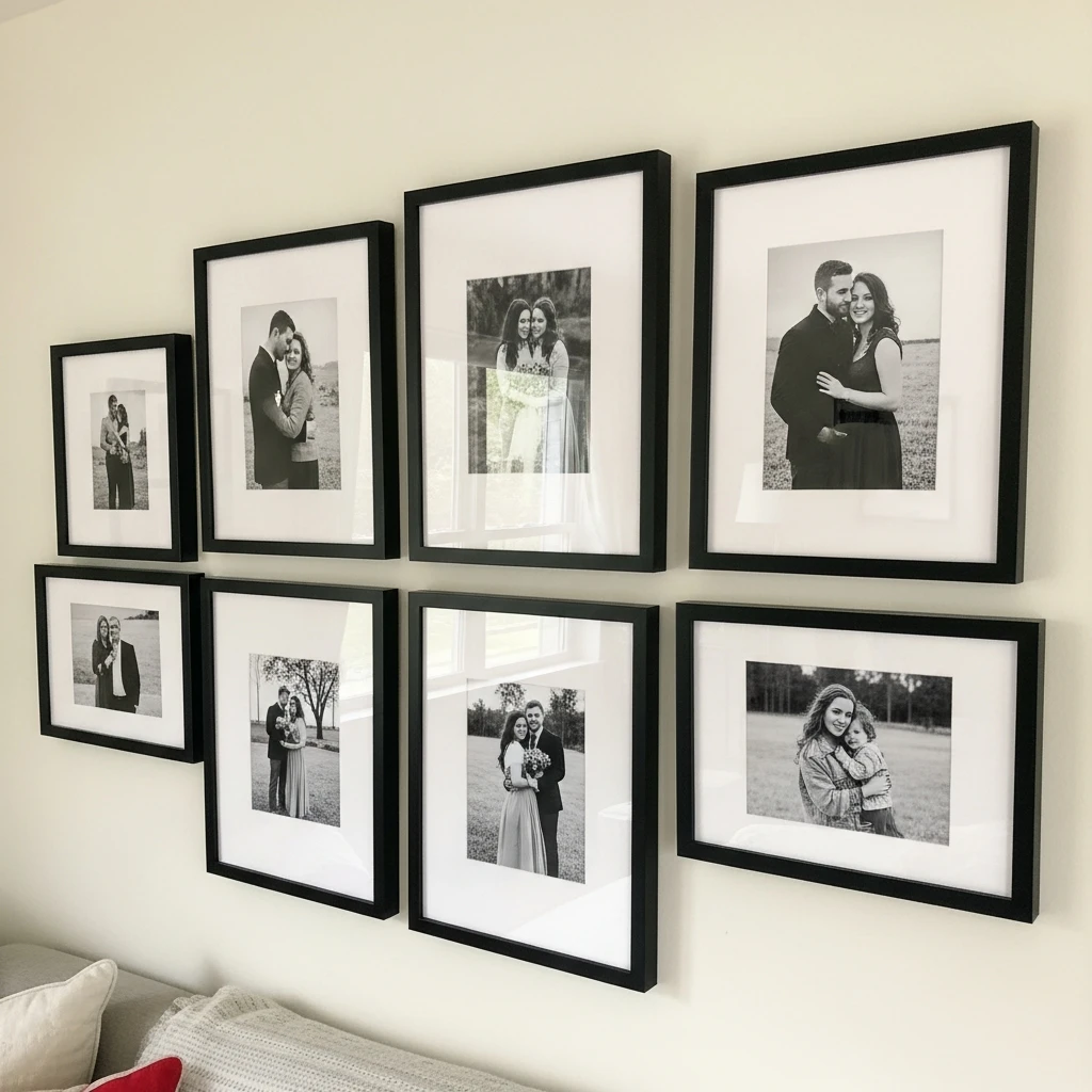 Personal Photo Wall - 50 Simple, Budget-Friendly Ways to Create a Cozy, Romantic Bedroom