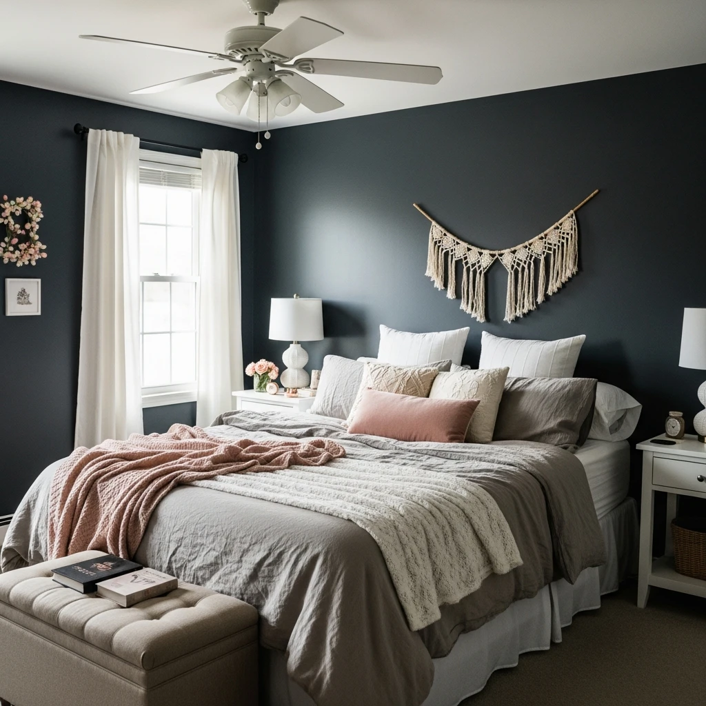 Moody Accent Wall - 50 Simple, Budget-Friendly Ways to Create a Cozy, Romantic Bedroom