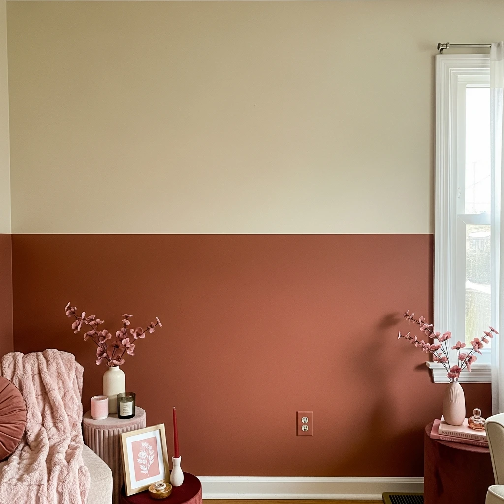 Two-Tone Wall Drama - 50 Simple, Budget-Friendly Ways to Create a Cozy, Romantic Bedroom