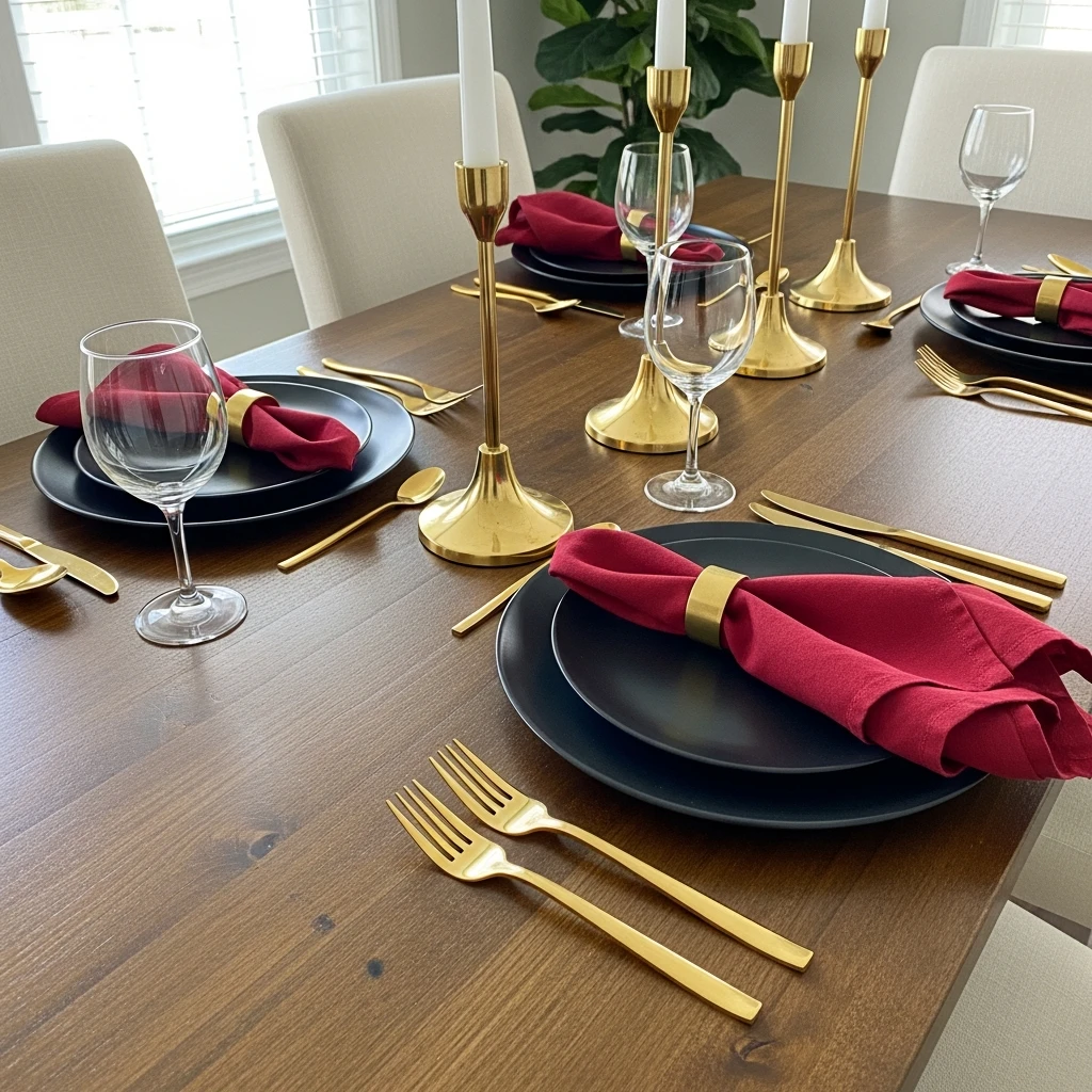 Bold Black and Red - 50 Beautiful & Budget-Friendly Valentine's Day Table Setting Ideas