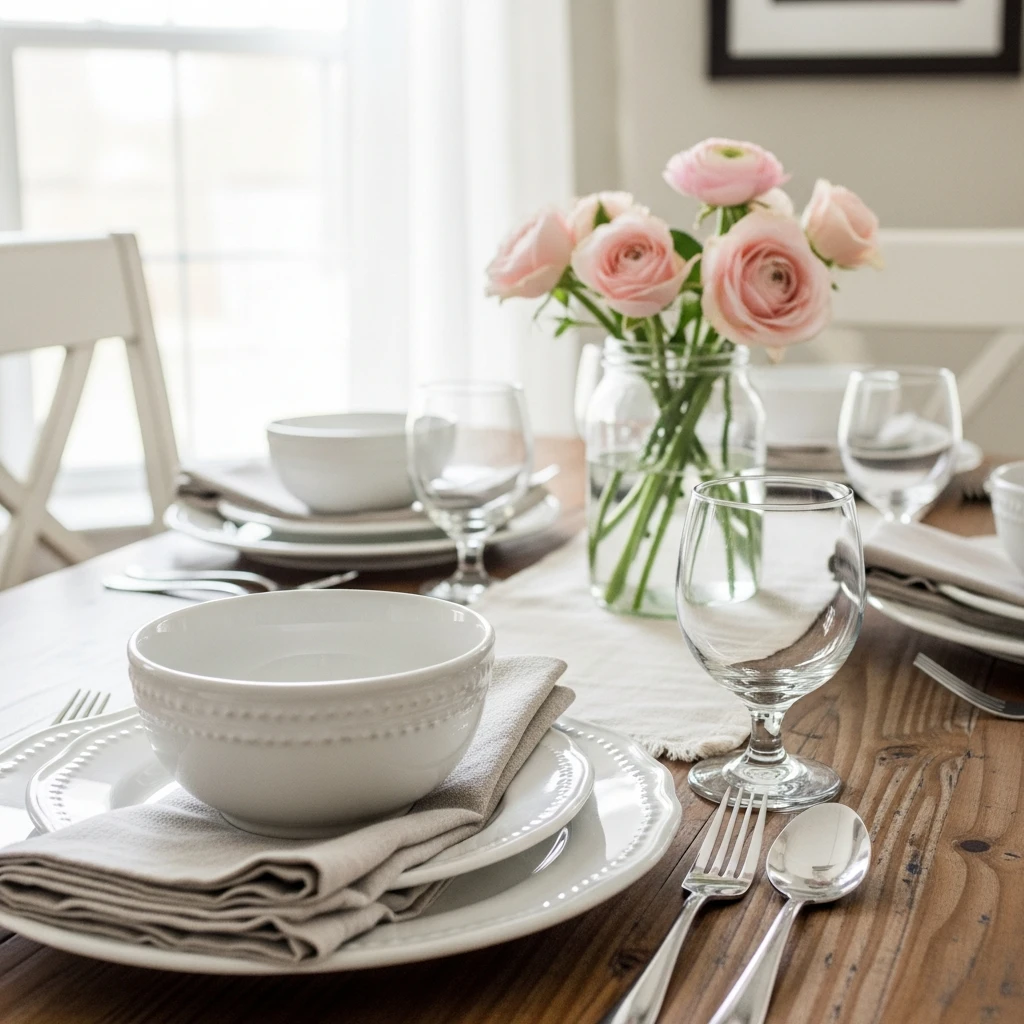Simple Farmhouse Style - 50 Beautiful & Budget-Friendly Valentine's Day Table Setting Ideas