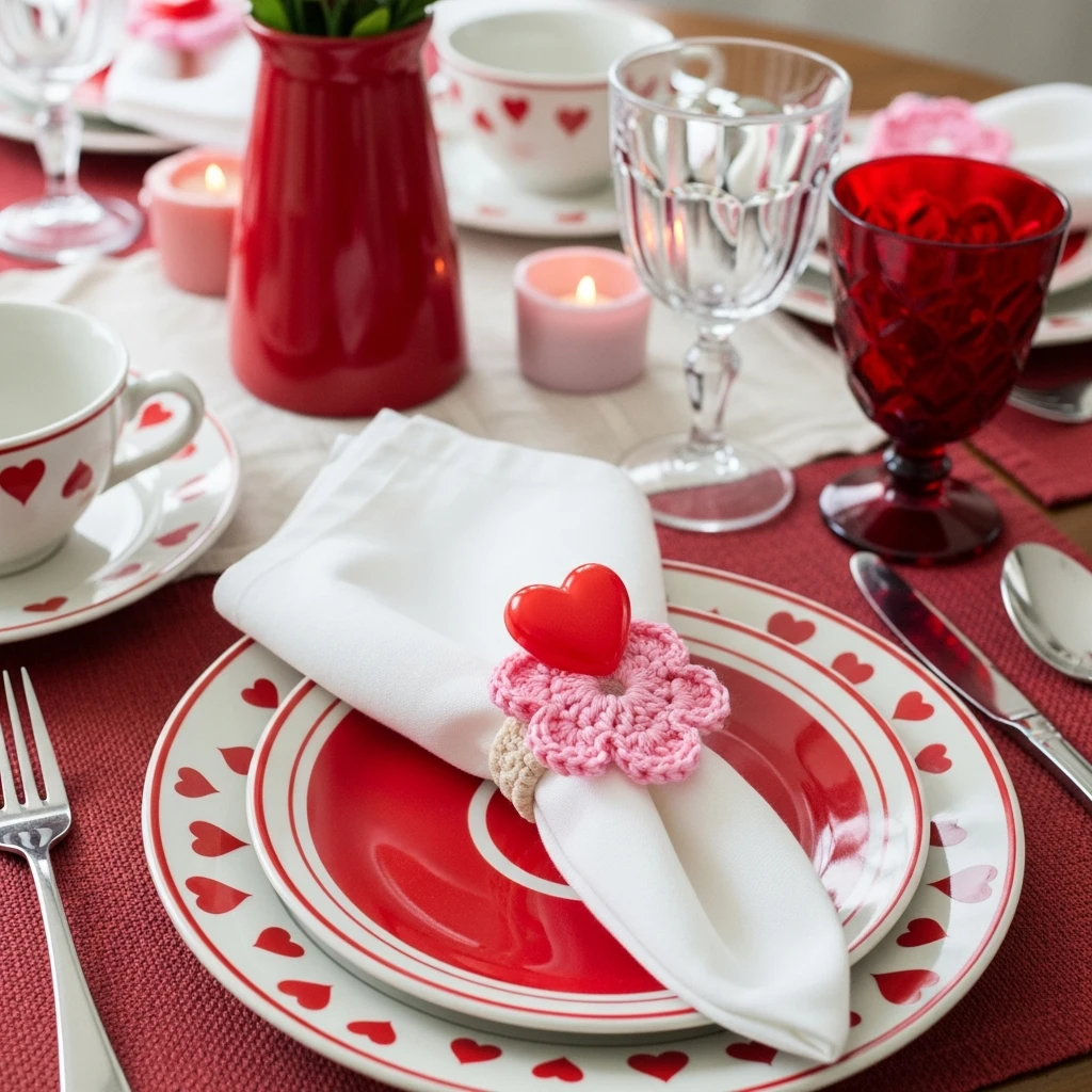 Floral Napkin Rings - 50 Beautiful & Budget-Friendly Valentine's Day Table Setting Ideas