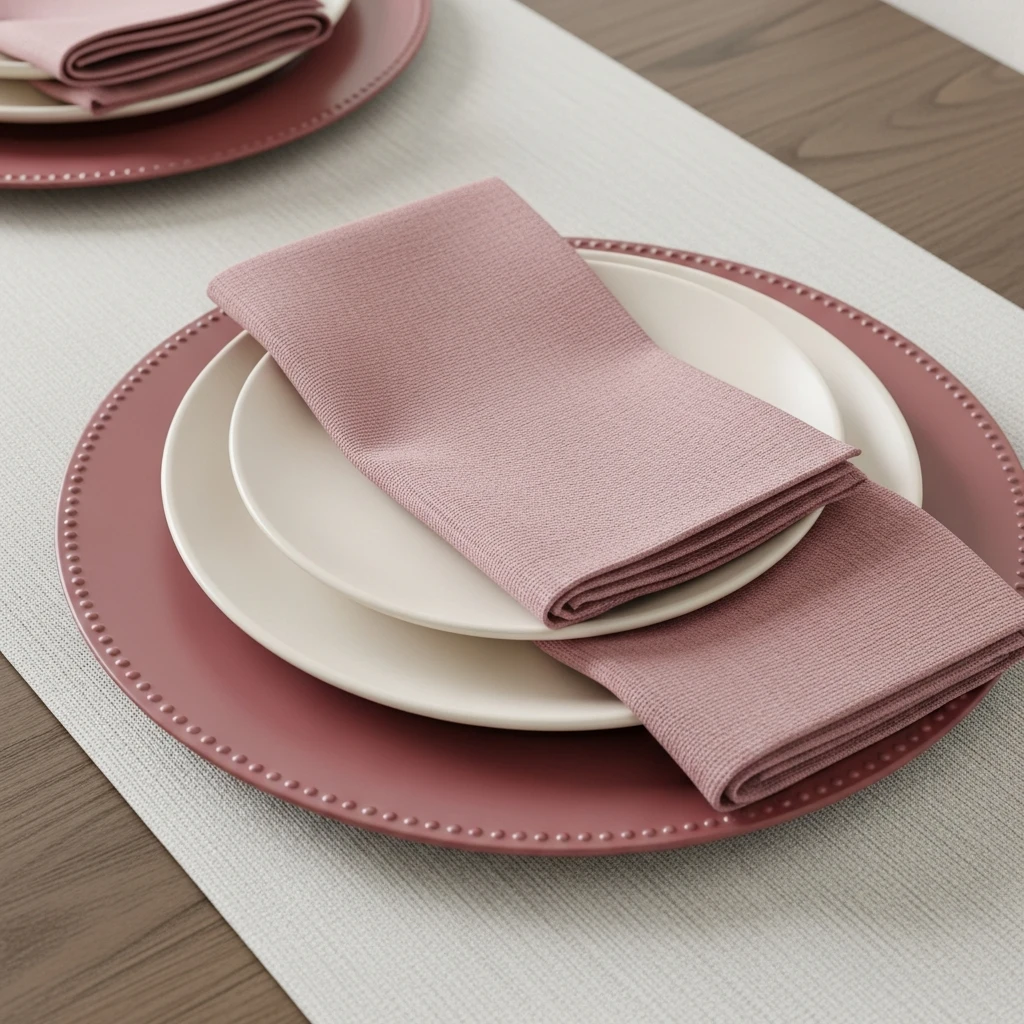 Matching Plates and Linens - 50 Beautiful & Budget-Friendly Valentine's Day Table Setting Ideas