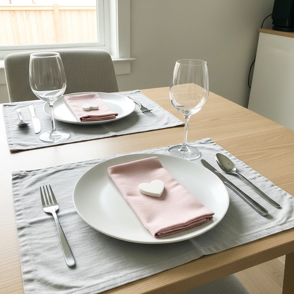 Minimalist Valentine Table - 50 Beautiful & Budget-Friendly Valentine's Day Table Setting Ideas