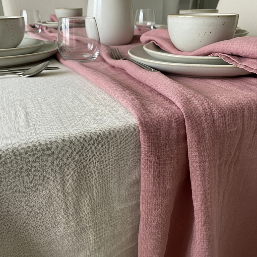 Layered Linen Table - 50 Beautiful & Budget-Friendly Valentine's Day Table Setting Ideas