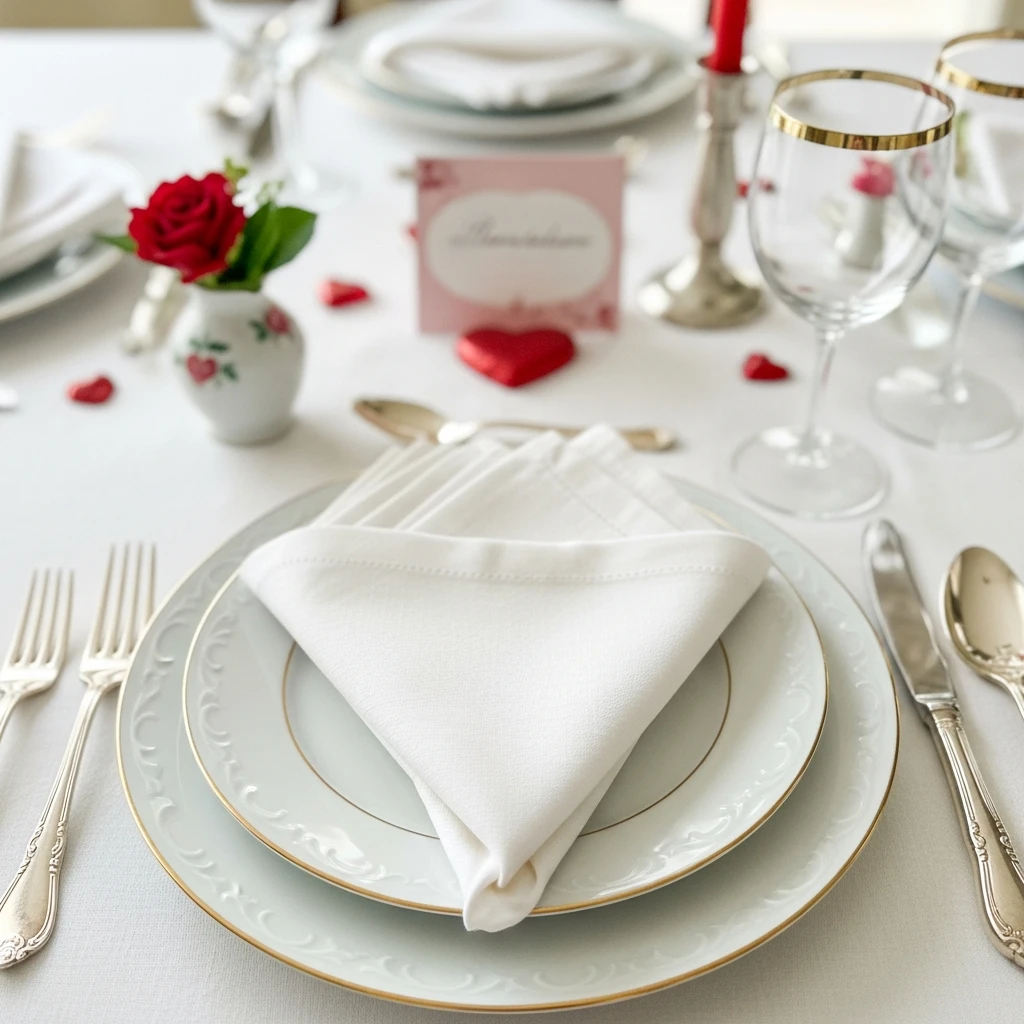 Romantic Napkin Styling - 50 Beautiful & Budget-Friendly Valentine's Day Table Setting Ideas