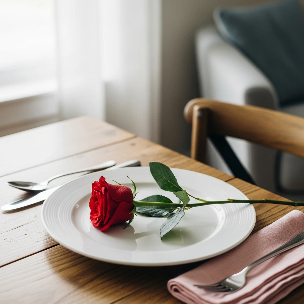 Single Stem Settings - 50 Beautiful & Budget-Friendly Valentine's Day Table Setting Ideas