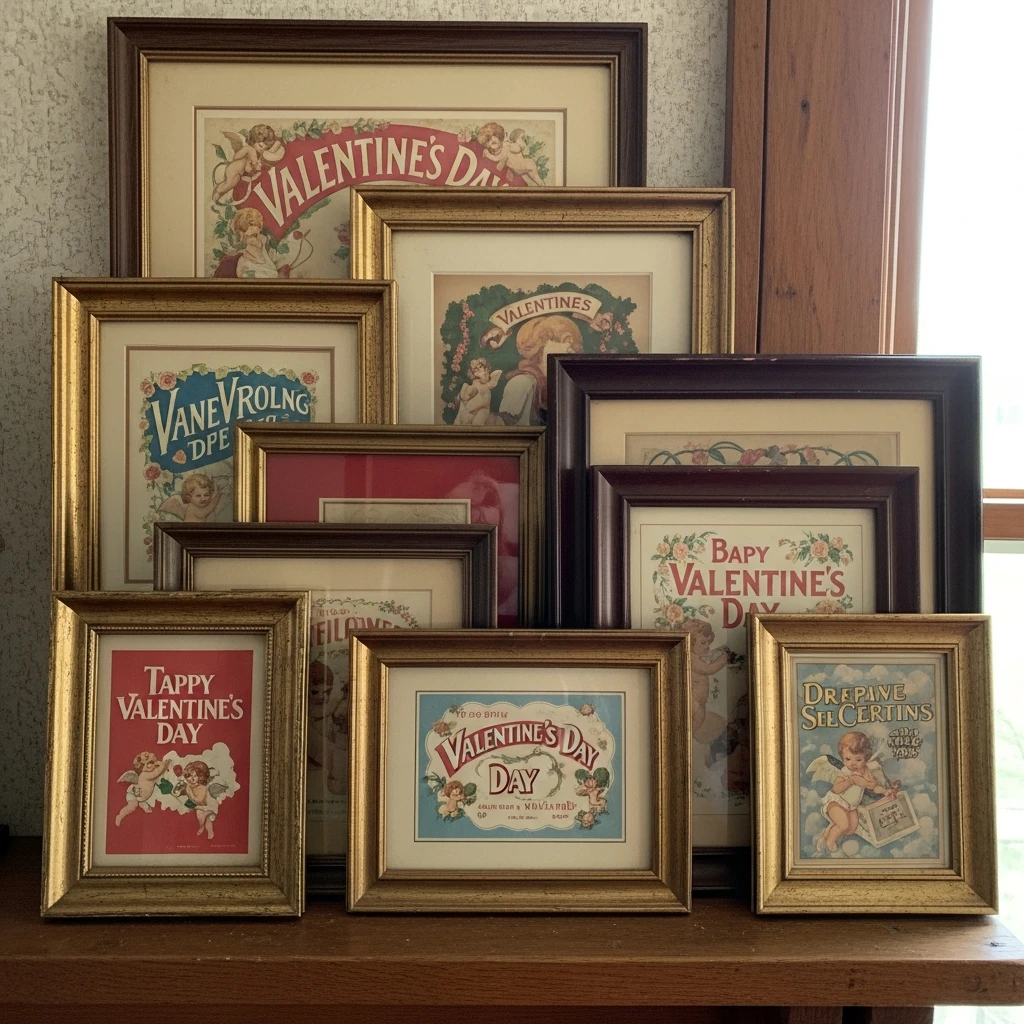 Collected Antique Frames - 50 Beautiful and Budget-Friendly Valentine's Mantel Decor Ideas