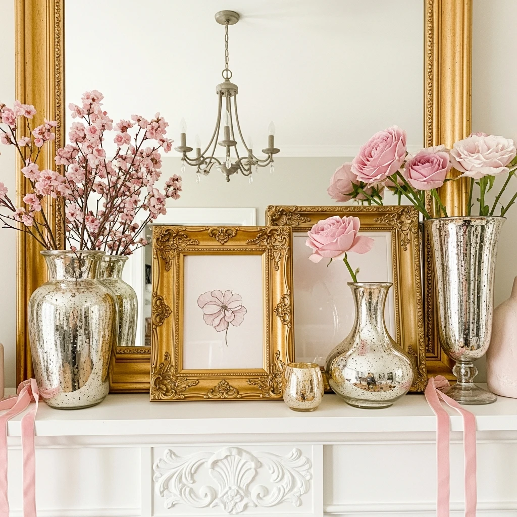 Elegant Parisian Look - 50 Beautiful and Budget-Friendly Valentine's Mantel Decor Ideas