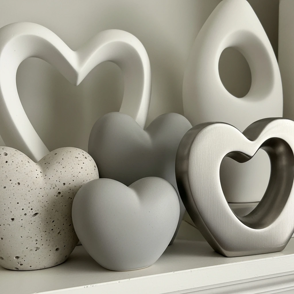 Clean Sculptural Hearts - 50 Beautiful and Budget-Friendly Valentine's Mantel Decor Ideas
