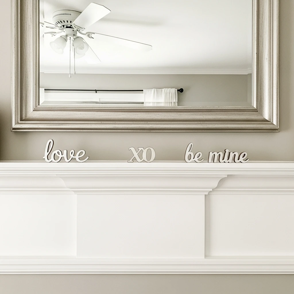 Simple Love Word Signs - 50 Beautiful and Budget-Friendly Valentine's Mantel Decor Ideas