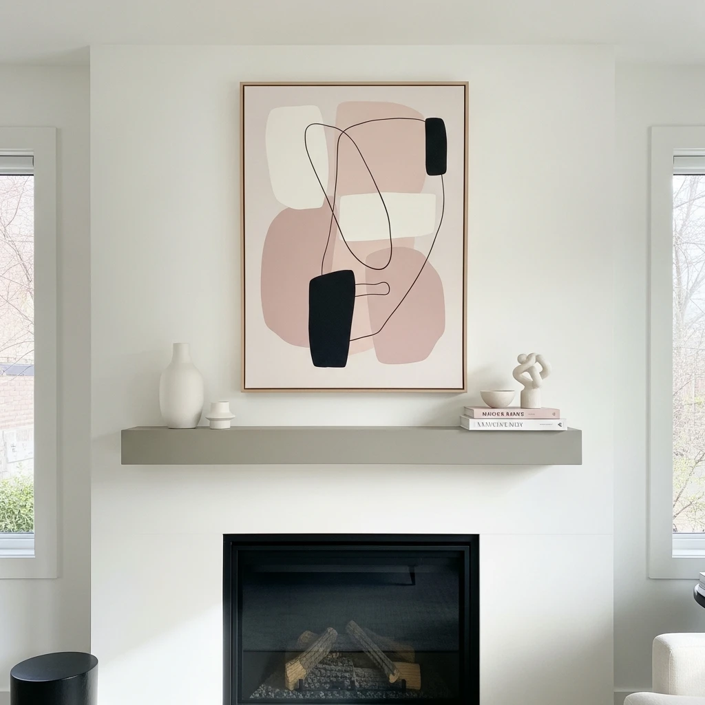 Contemporary Asymmetrical Art - 50 Beautiful and Budget-Friendly Valentine's Mantel Decor Ideas