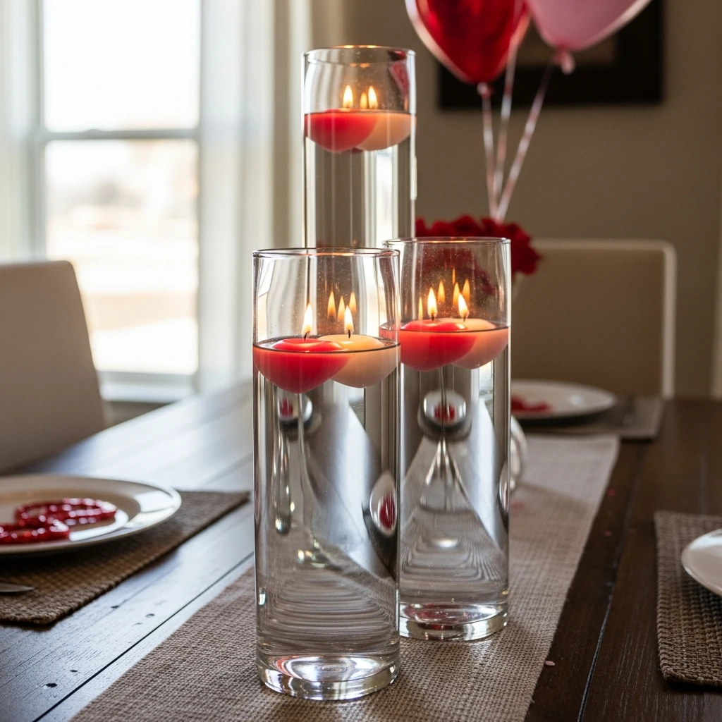 Floating Heart Candles - 50 Simple & Budget-Friendly Valentines Party Decor Ideas