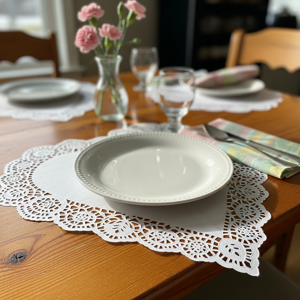 Heart Doily Placemats - 50 Simple & Budget-Friendly Valentines Party Decor Ideas