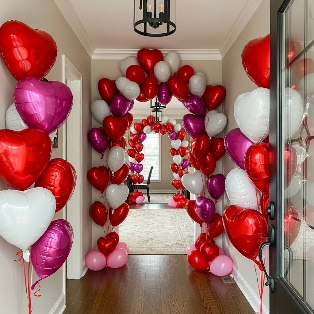 Balloon Heart Pathway - 50 Simple & Budget-Friendly Valentines Party Decor Ideas