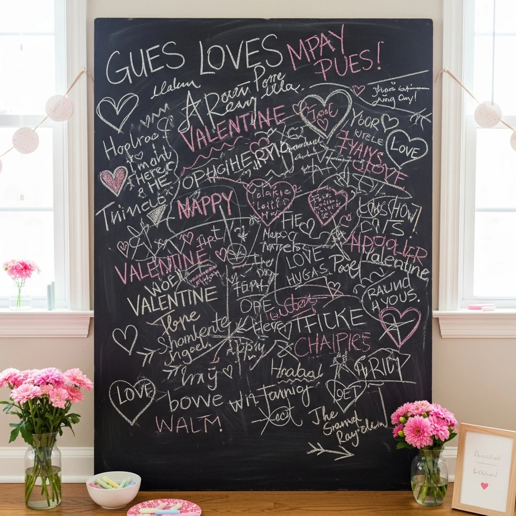 Message Chalkboard - 50 Simple & Budget-Friendly Valentines Party Decor Ideas