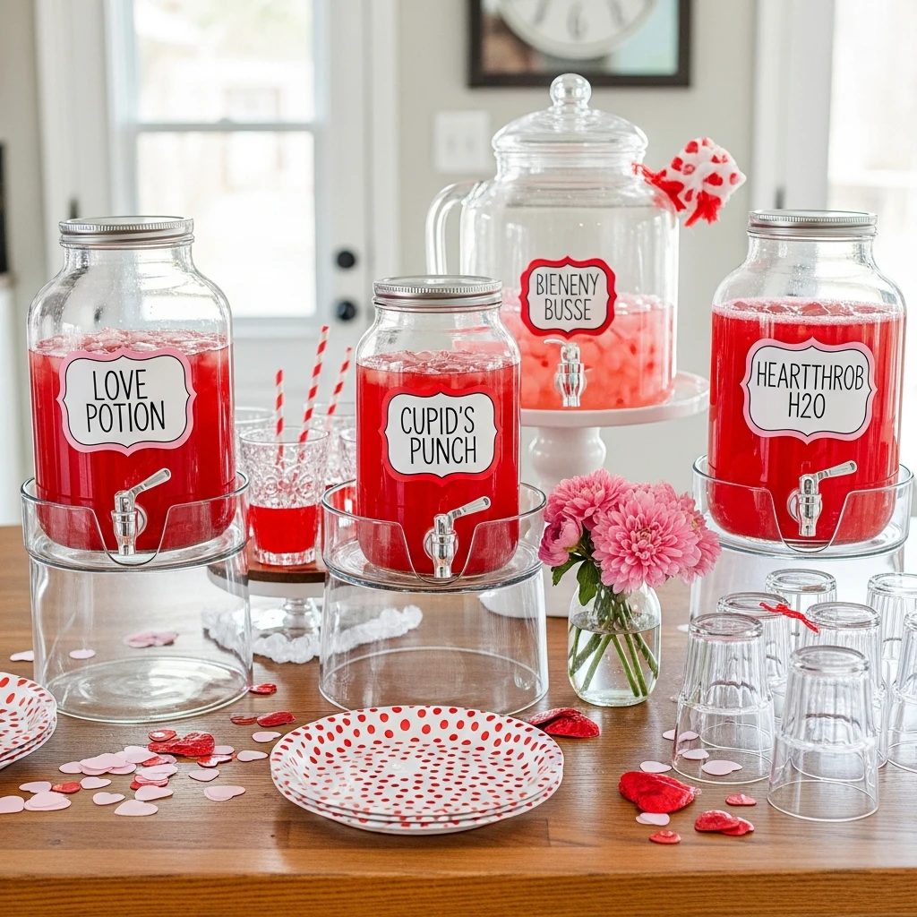 Love Potion Drink Station - 50 Simple & Budget-Friendly Valentines Party Decor Ideas