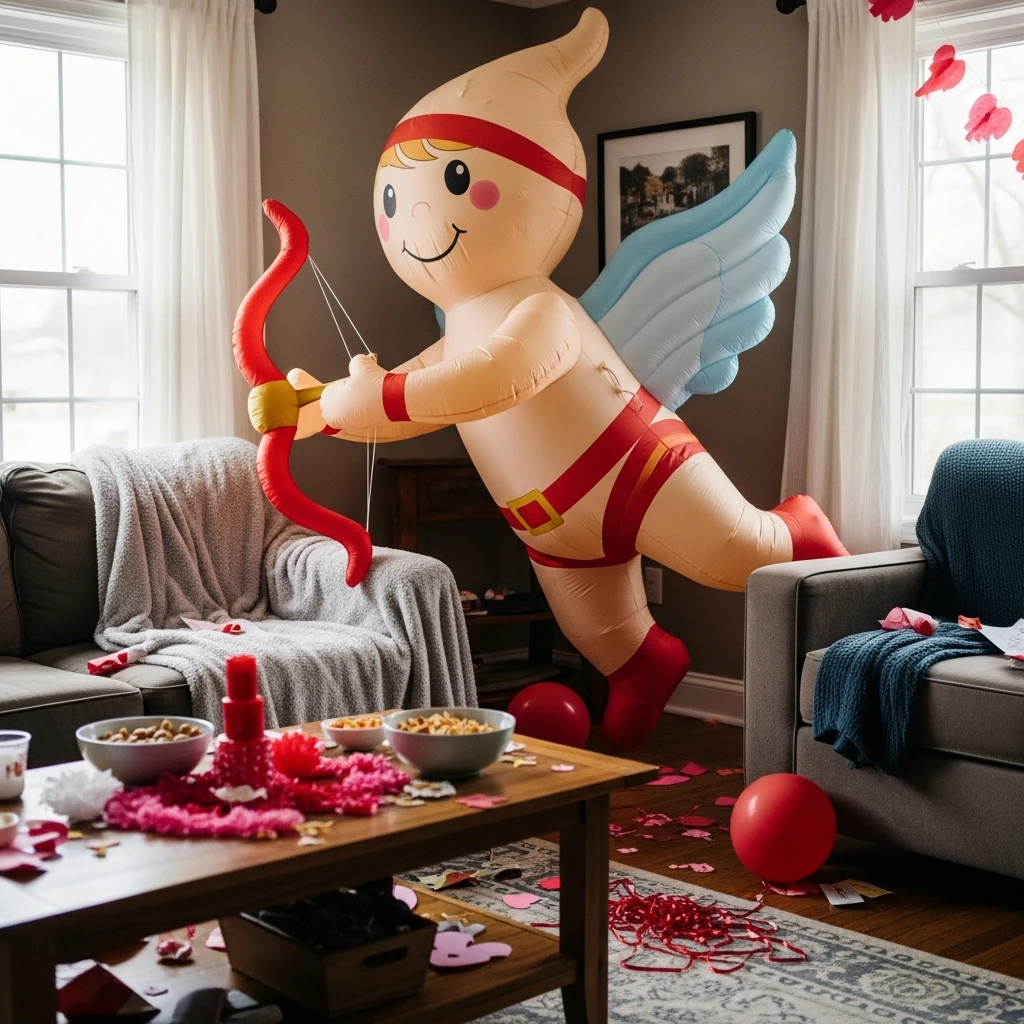 Inflatable Cupid Decor - 50 Simple & Budget-Friendly Valentines Party Decor Ideas