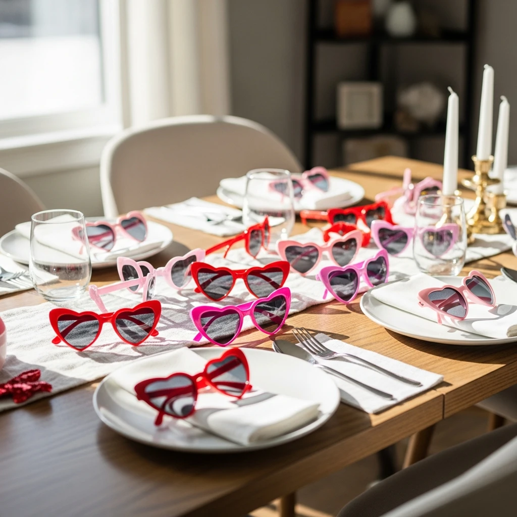 Heart Sunglasses Favors - 50 Simple & Budget-Friendly Valentines Party Decor Ideas