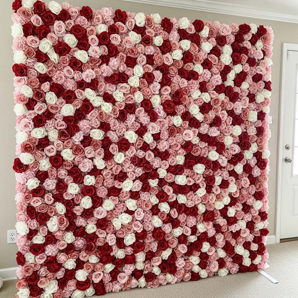 Faux Floral Wall - 50 Simple & Budget-Friendly Valentines Party Decor Ideas
