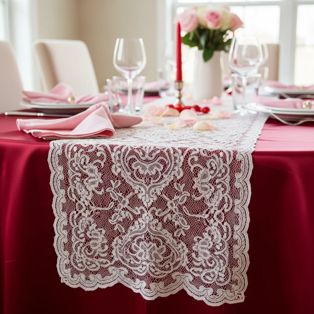 Satin and Lace Layers - 50 Simple & Budget-Friendly Valentines Party Decor Ideas