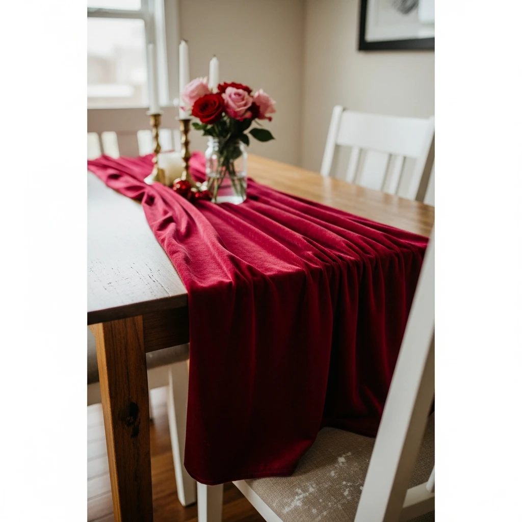Velvet Table Runners - 50 Simple & Budget-Friendly Valentines Party Decor Ideas