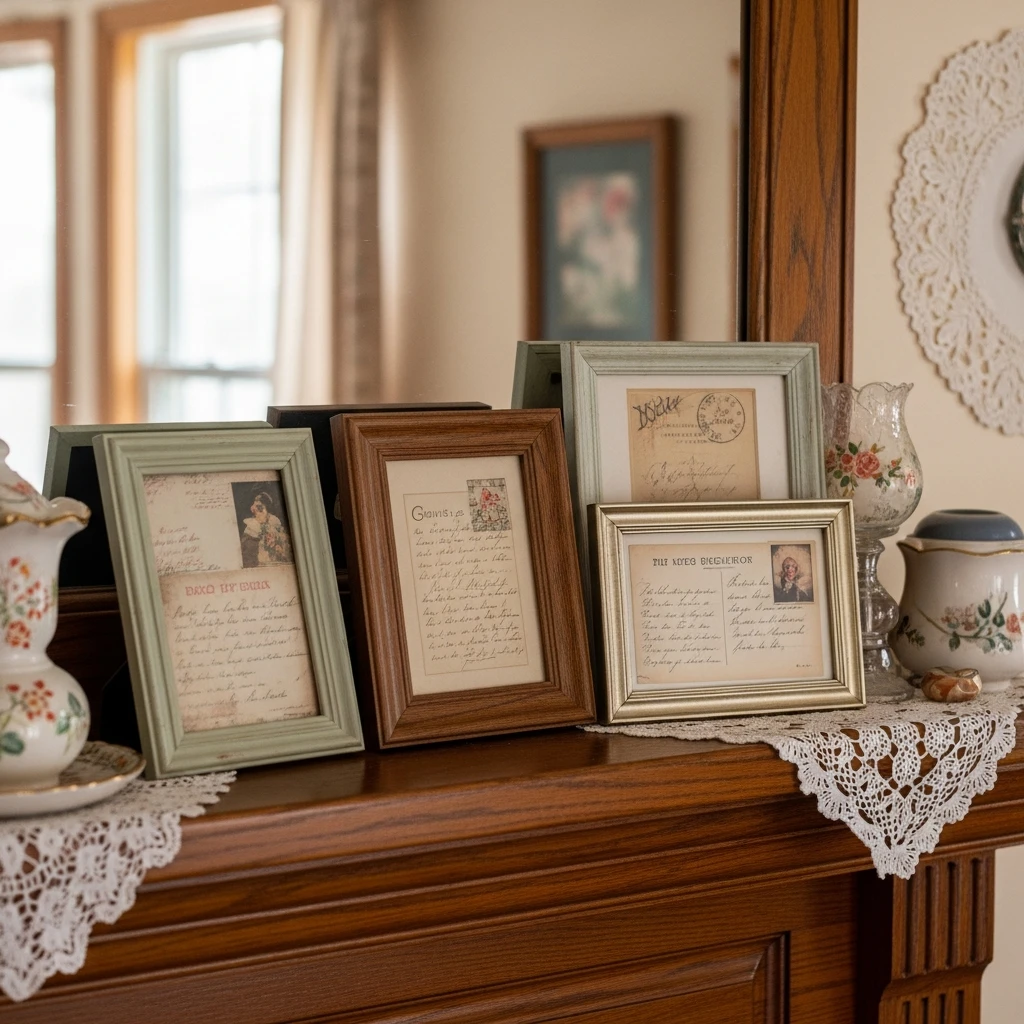 Framed Vintage Postcard Art - 50 Vintage Valentine Decorations That Look Beautiful and Budget-Friendly