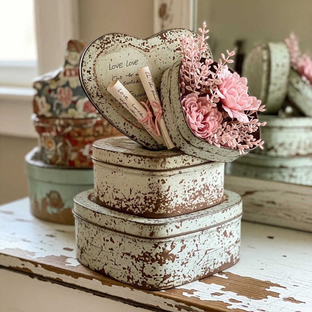 Heart-Shaped Tin Boxes - 50 Vintage Valentine Decorations That Look Beautiful and Budget-Friendly