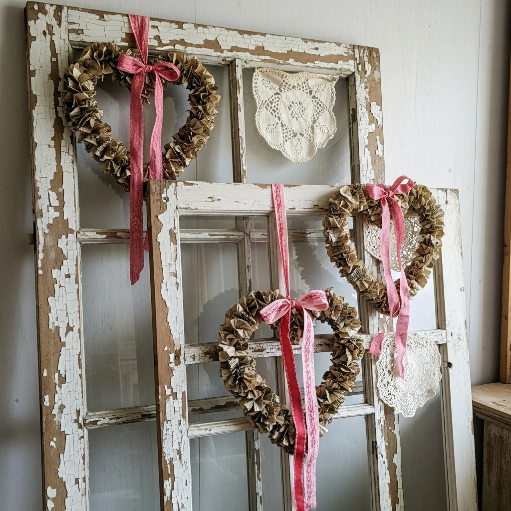 Distressed Window Frames - 50 Vintage Valentine Decorations That Look Beautiful and Budget-Friendly