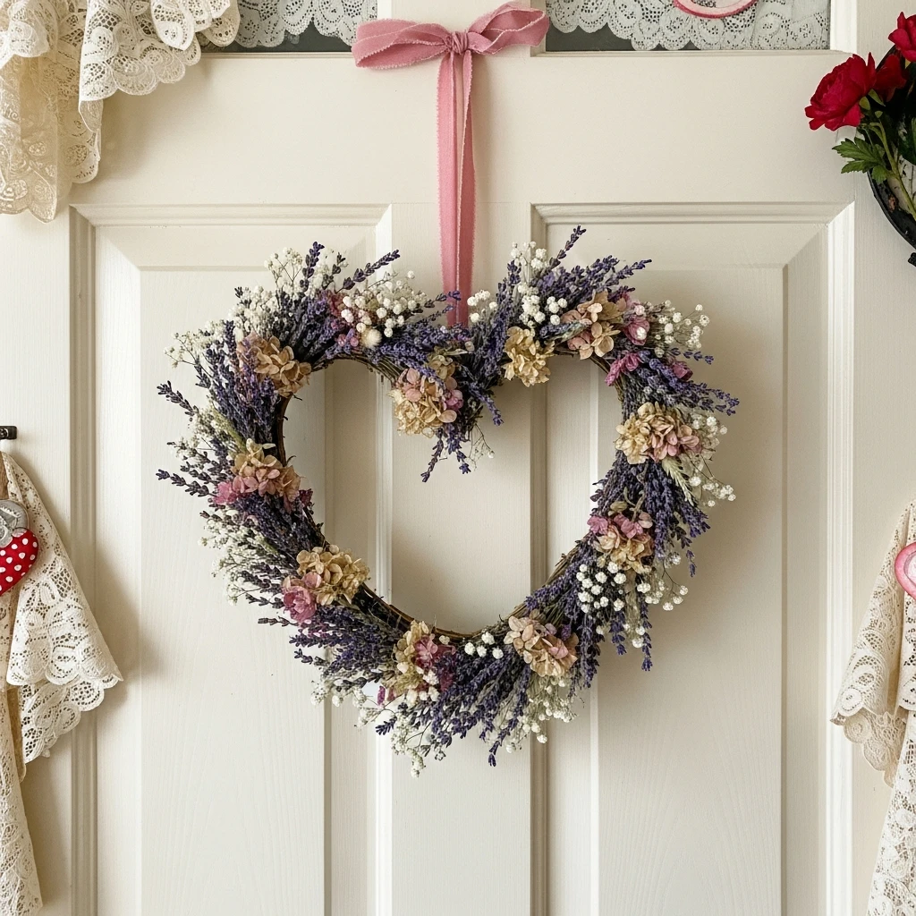Dried Flower Heart Wreaths - 50 Vintage Valentine Decorations That Look Beautiful and Budget-Friendly