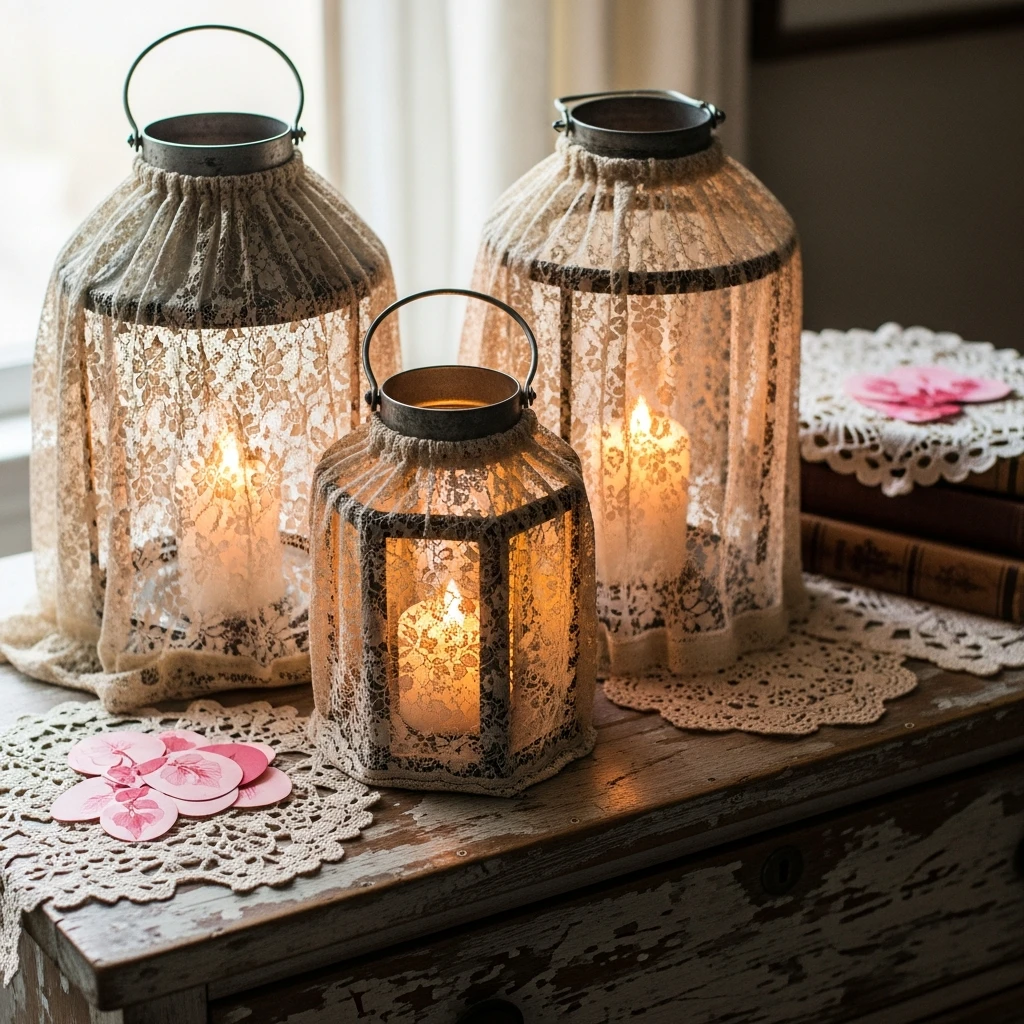 Lace Lantern Covers - 50 Vintage Valentine Decorations That Look Beautiful and Budget-Friendly