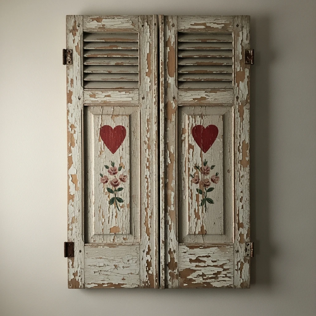 Repurposed Wooden Shutters - 50 Vintage Valentine Decorations That Look Beautiful and Budget-Friendly