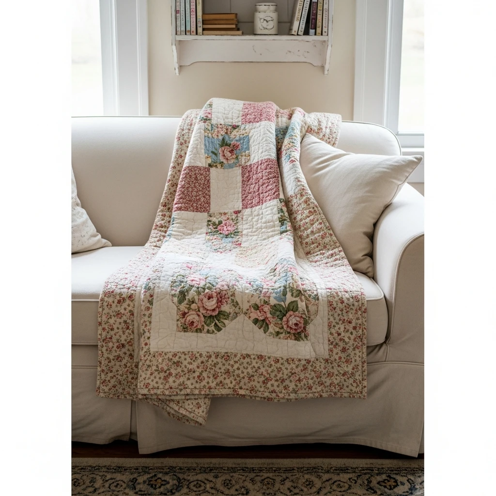 Floral Quilts and Throws - 50 Vintage Valentine Decorations That Look Beautiful and Budget-Friendly