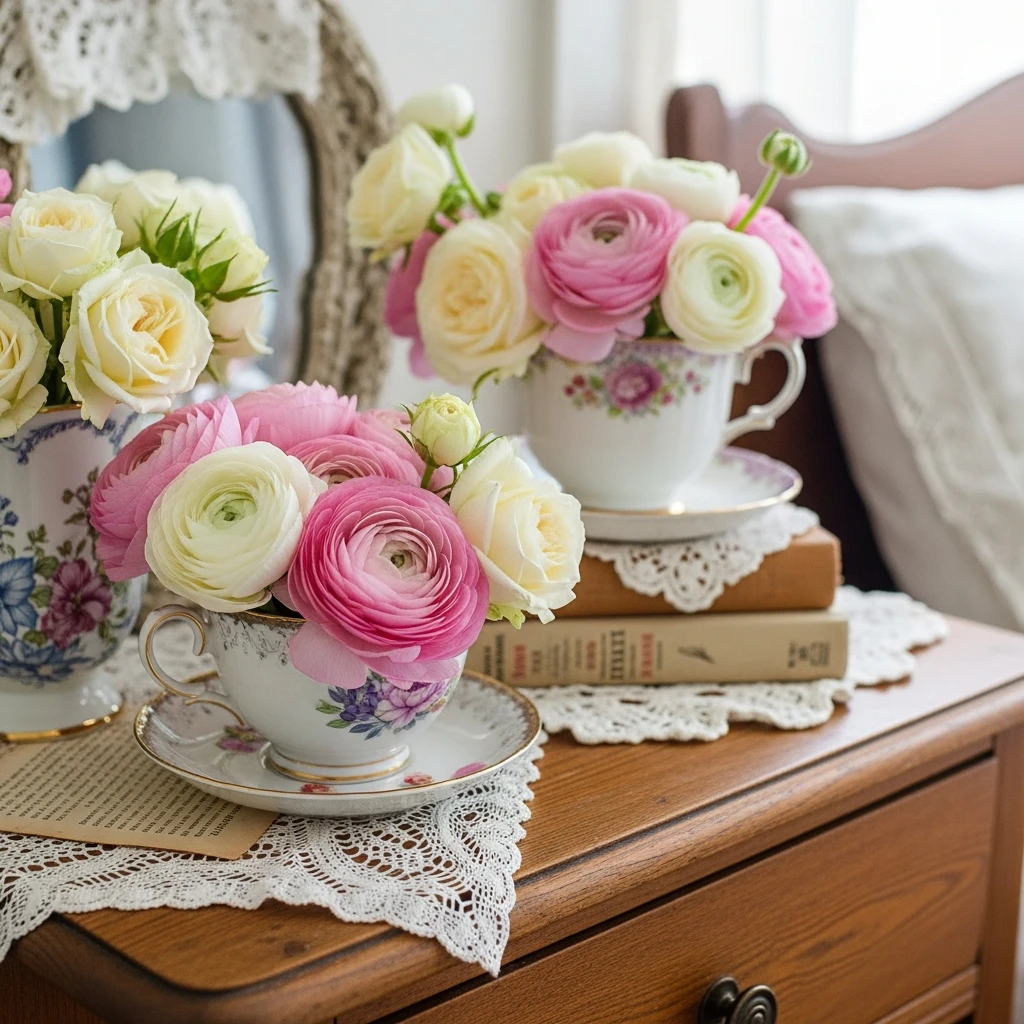 Teacup Floral Displays - 50 Vintage Valentine Decorations That Look Beautiful and Budget-Friendly