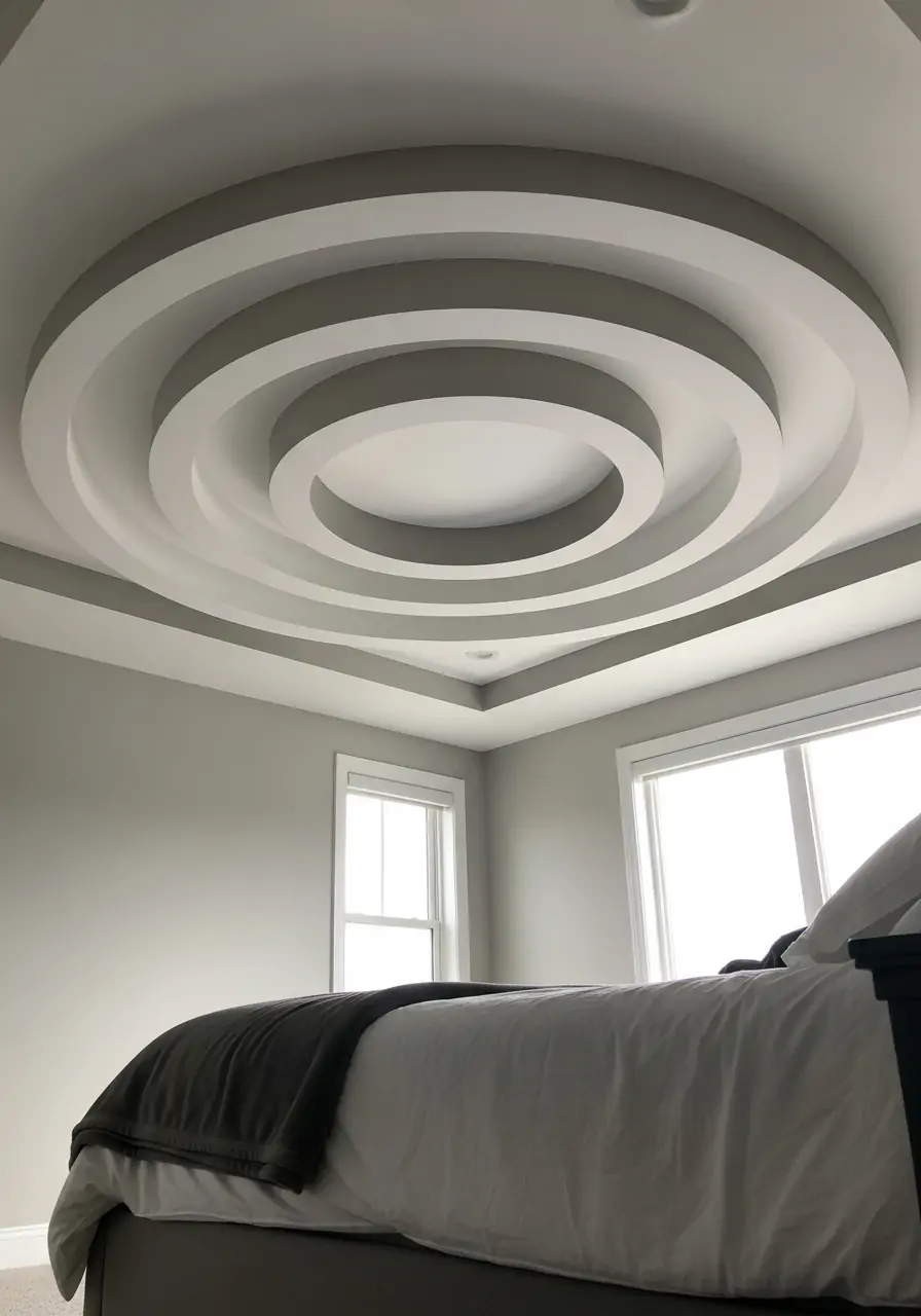 Layered Circular Drop Rings - 50 Best Down Ceiling Design Bedrooms Ideas