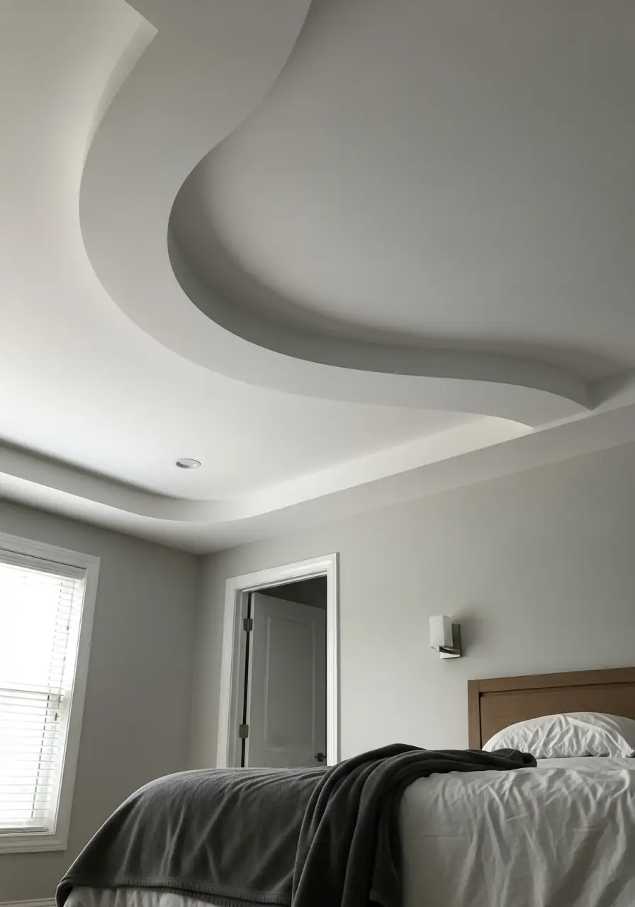 Flowing S-Shape Ceiling - 50 Best Down Ceiling Design Bedrooms Ideas