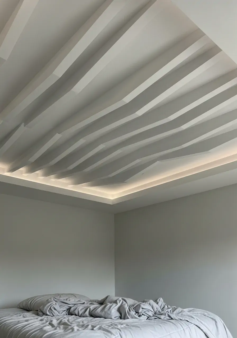 Curved Gypsum Ribbon Drop - 50 Best Down Ceiling Design Bedrooms Ideas