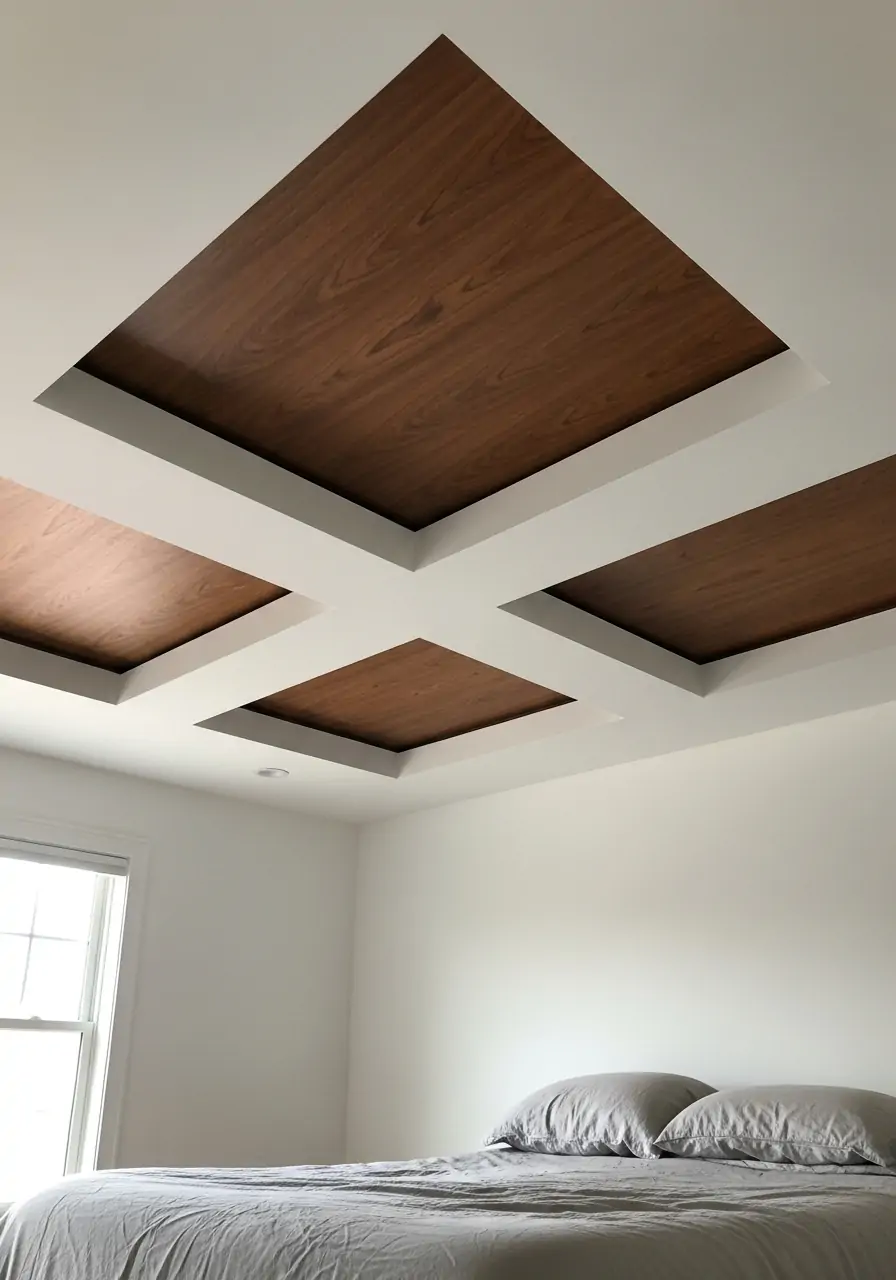 Mixed Wood and Gypsum Drop - 50 Best Down Ceiling Design Bedrooms Ideas