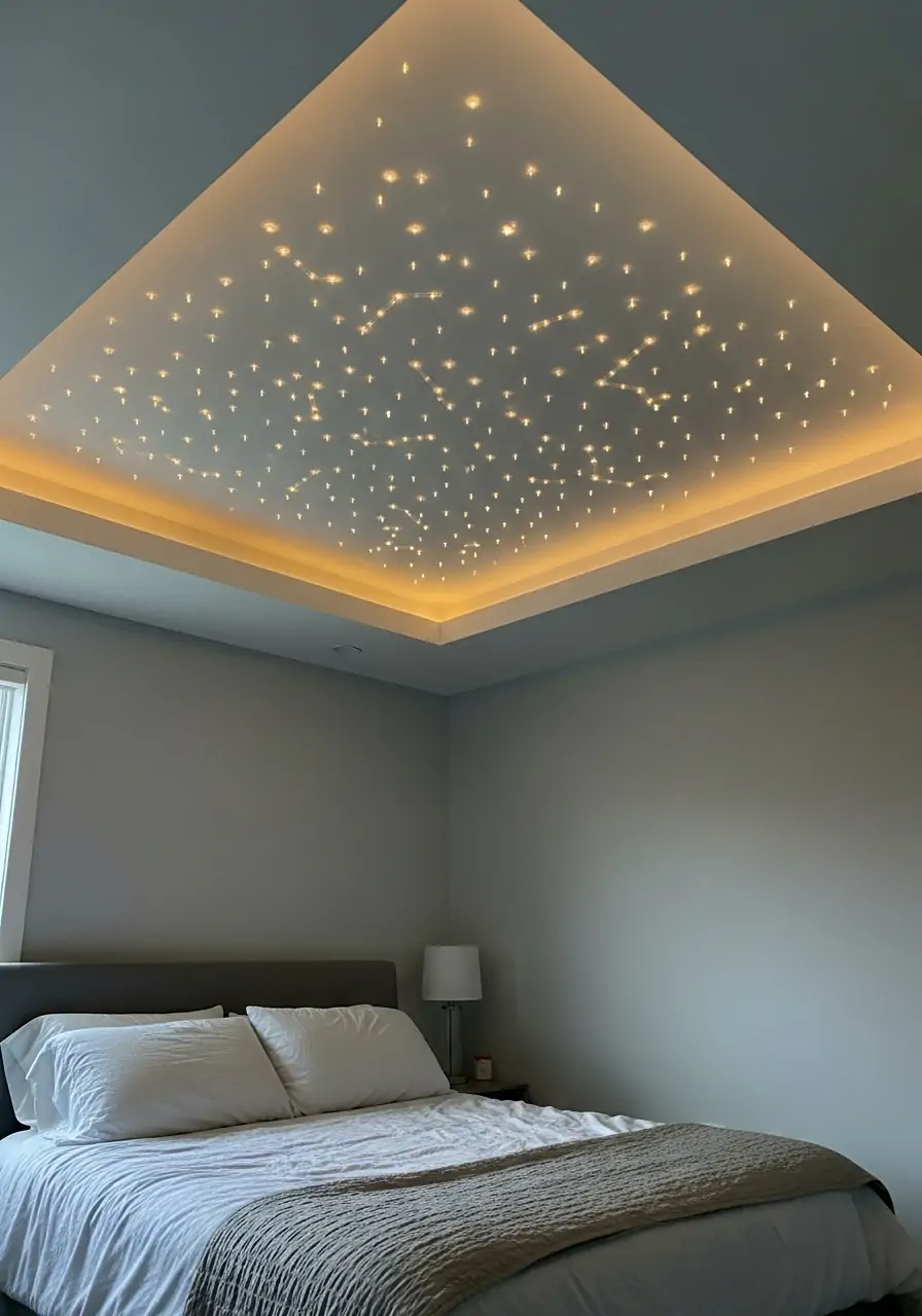 Starry Night LED Drop - 50 Best Down Ceiling Design Bedrooms Ideas