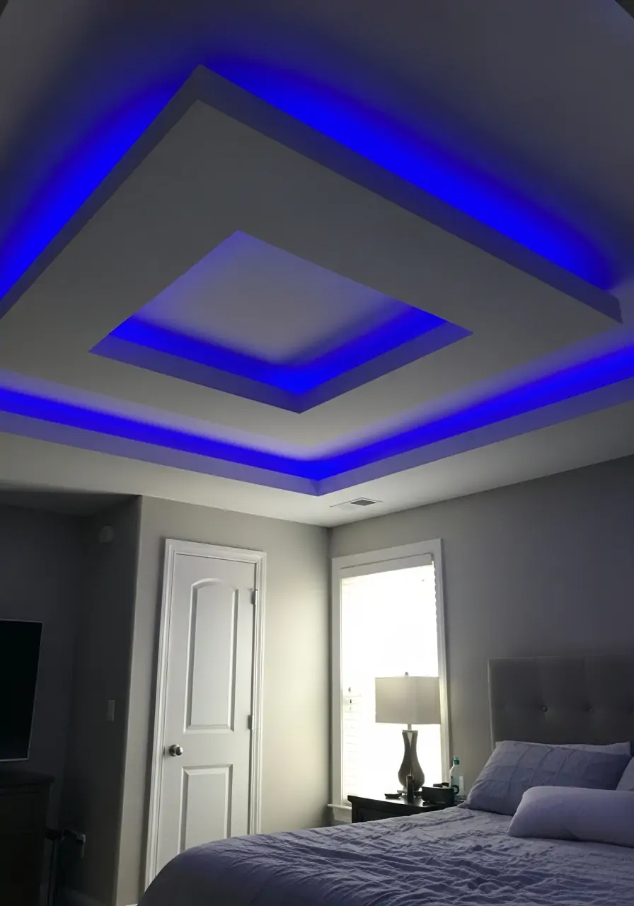 RGB Mood Lighting Drop - 50 Best Down Ceiling Design Bedrooms Ideas